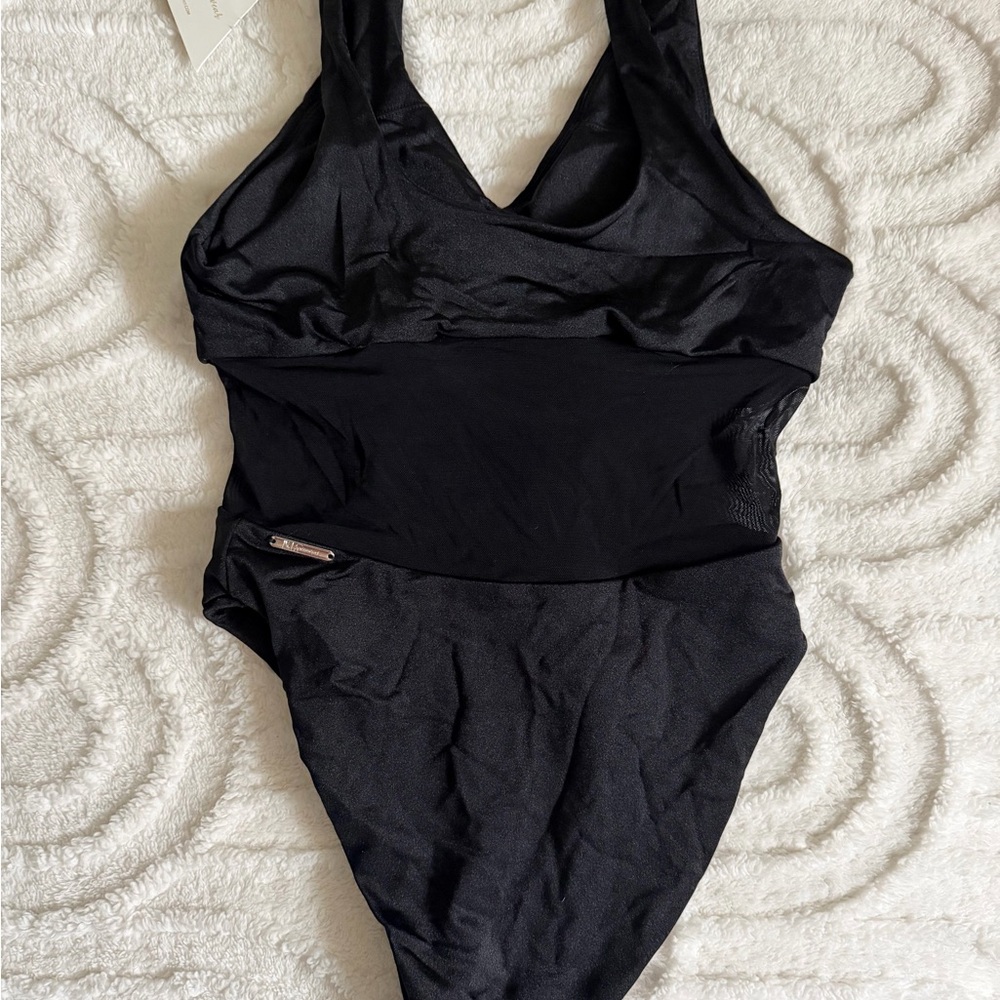 BuffBunny Vitamin Sea Black One-Piece Swimsuit w/ Mesh Side Detail, Size S, NWT - Picture 6 of 12